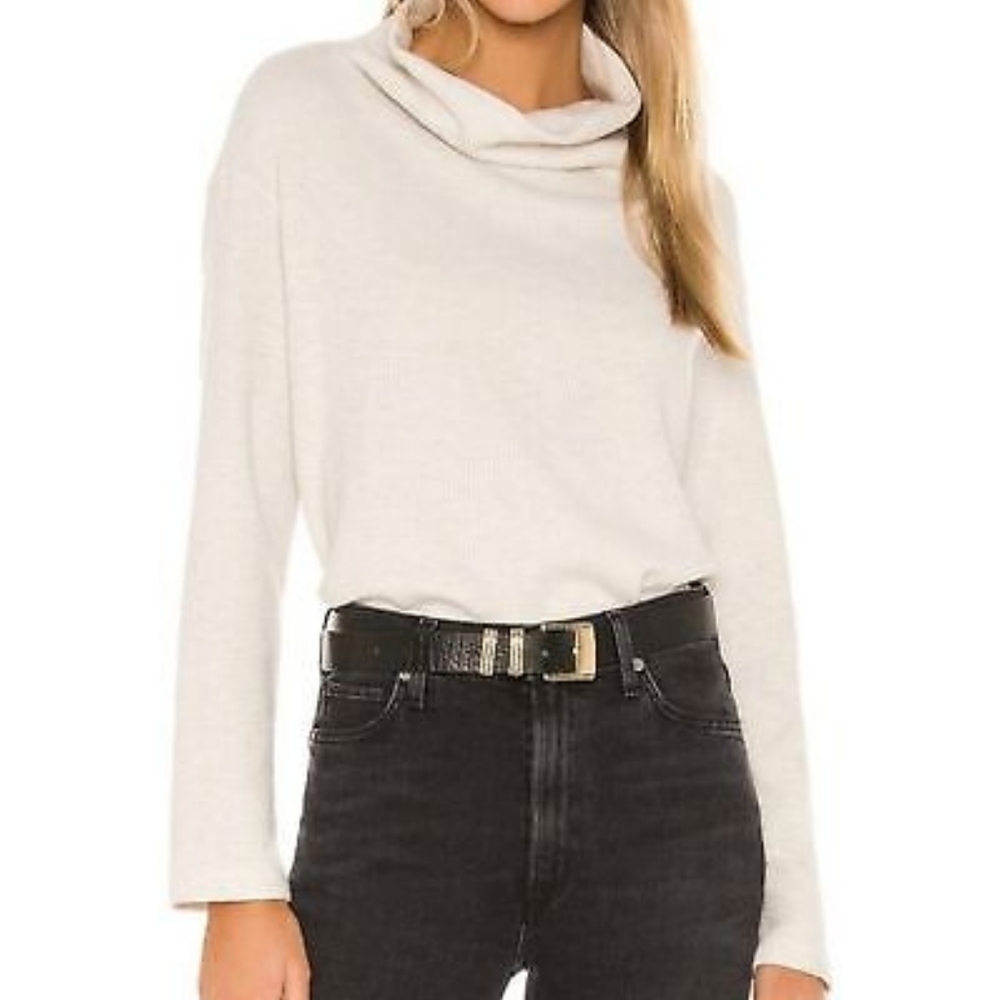 Monrow Cowl Neck Long Sleeve Pullover Top
